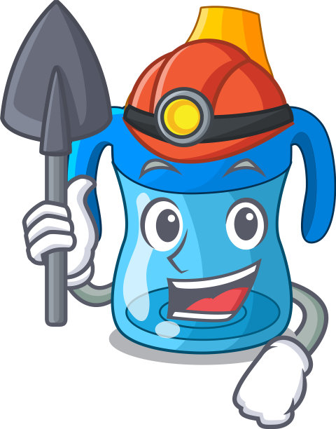 矿工卡通婴儿饮用训练杯图片下载