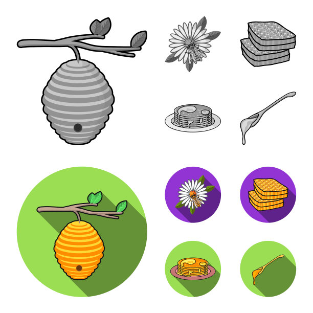 树枝上的蜂箱，花上的蜜蜂，蜂房图片下载