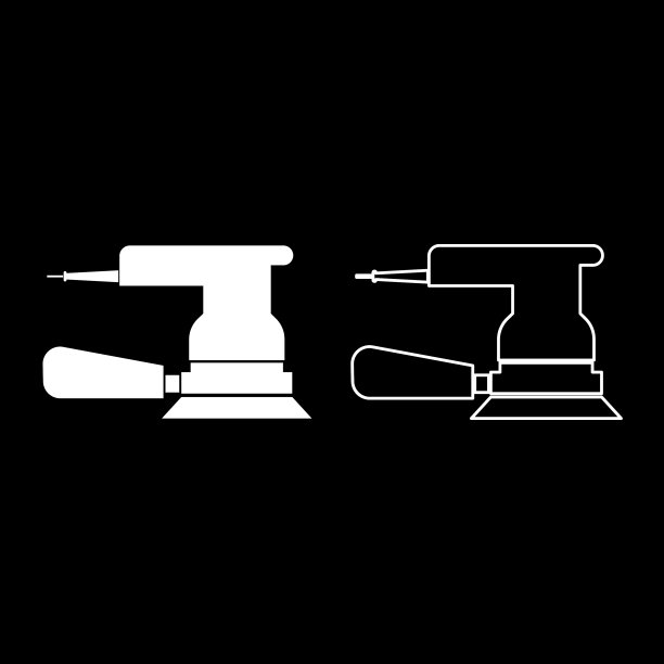 偏心磨床图标设置白色平面风格图片下载