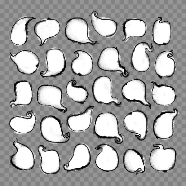 手绘湿墨语音气泡集图片下载