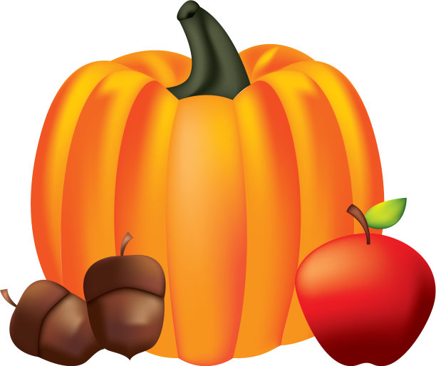 南瓜、橡子和新鲜苹果图片下载
