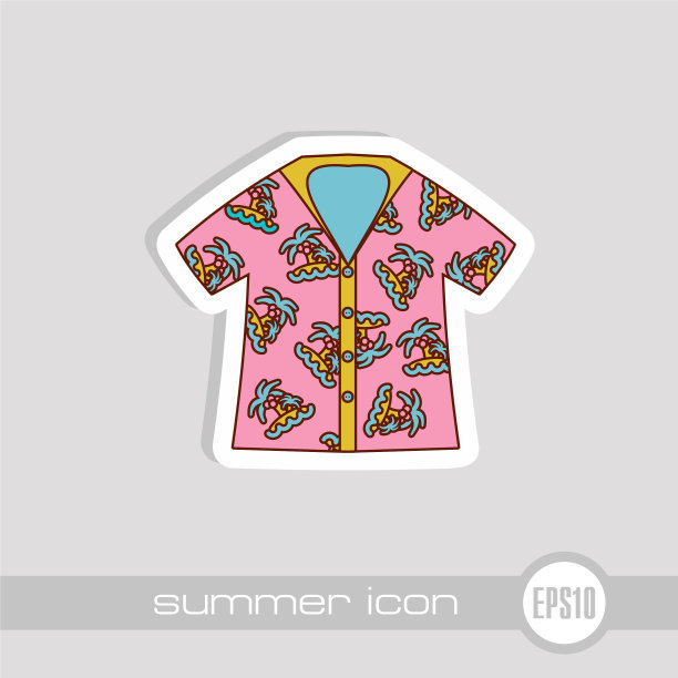 夏威夷衬衫棕榈树图标暑假图片下载