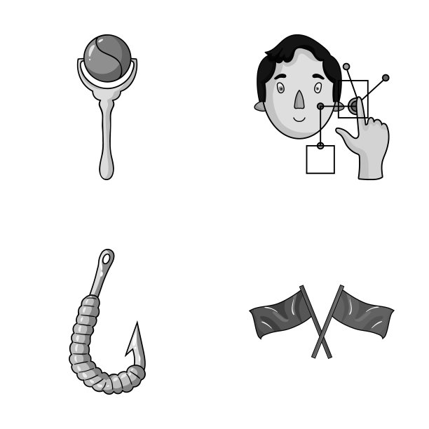 儿童钓鱼等单色图标图片下载