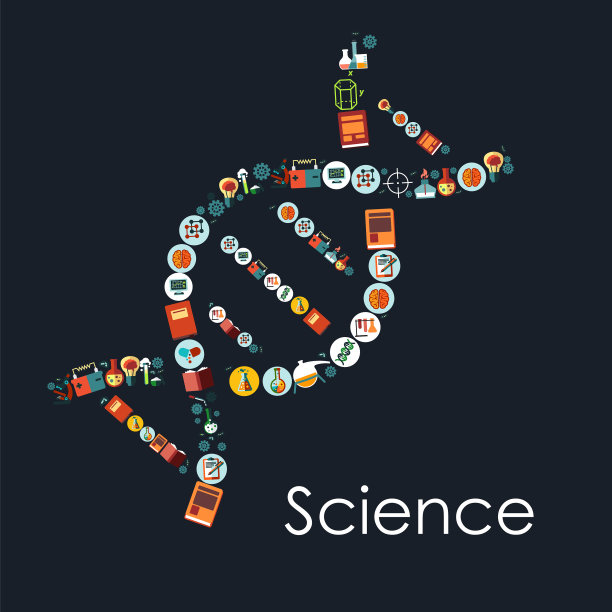 DNA图标形状与科学符号图片下载