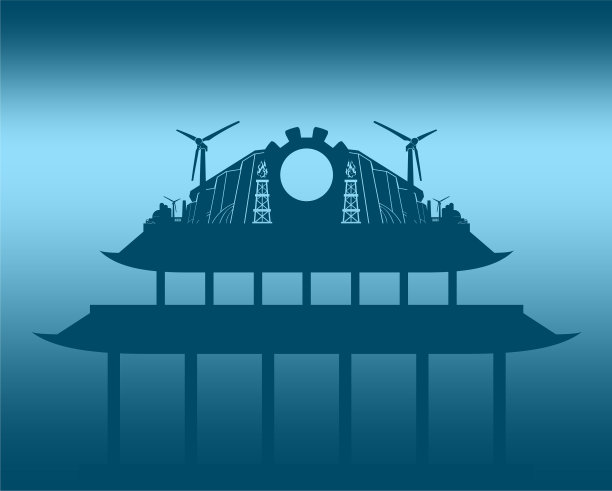 能源和电力图标和宝塔建筑图片下载
