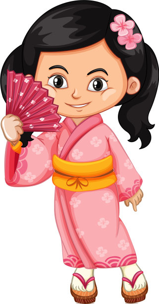 穿着传统日本服饰的亚洲女孩图片下载