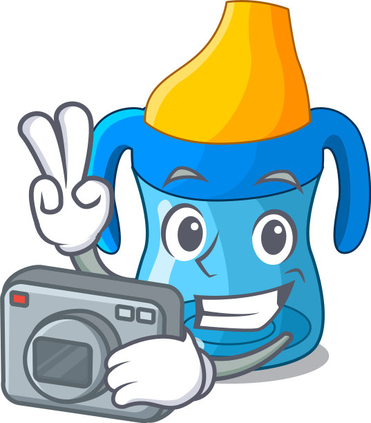 摄影师卡通婴儿饮水训练图片下载