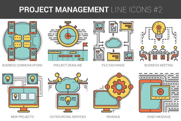 项目管理线图标集图片下载