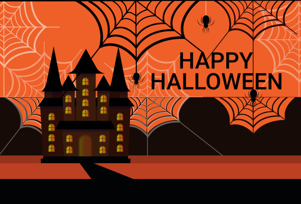 鬼屋城堡蜘蛛网万圣节快乐图片下载