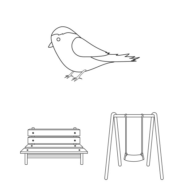 公园设备轮廓图标集合图片下载