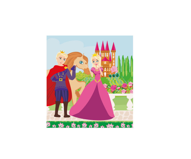 公主和王子在一座美丽的花园里图片下载