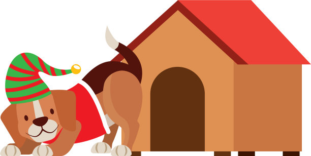 狗狗圣诞快乐卡片图片下载