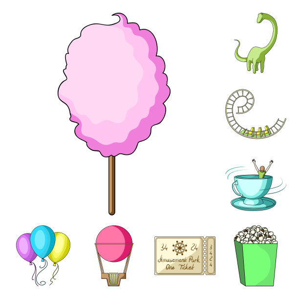 游乐园卡通图标在集合为图片下载