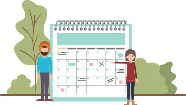与日历提醒夫妇在风景图片下载