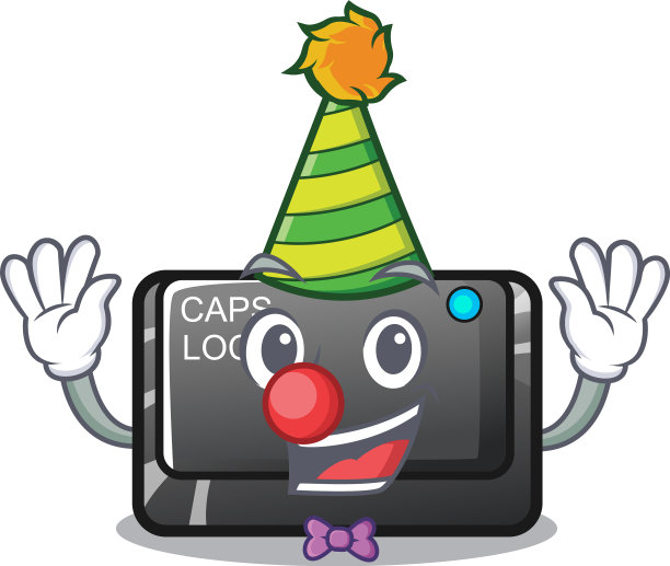 小丑帽锁按钮与卡通隔离图片下载