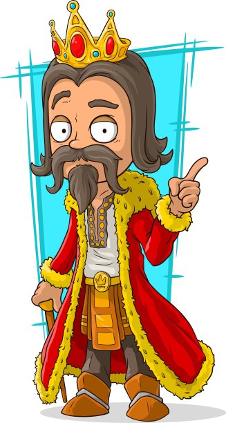 卡通胡子国王和金色皇冠图片下载