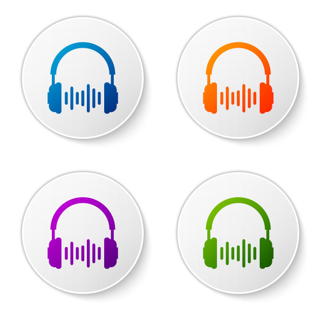 彩色耳机和声波图标上的白色图片下载