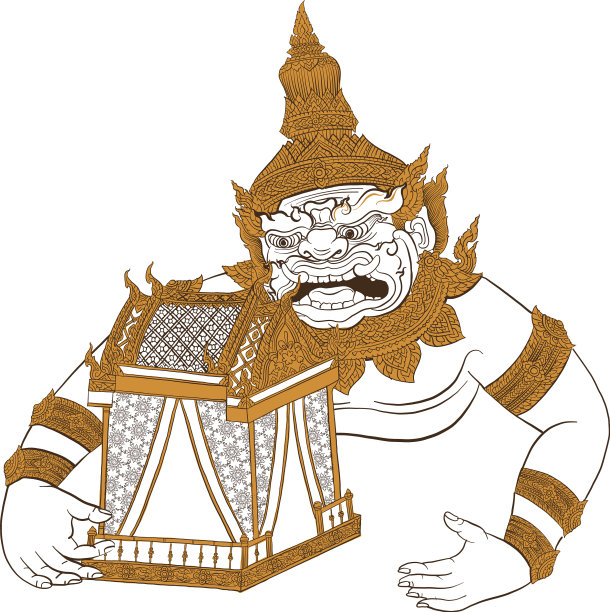 传统的猴子泰国世界寺庙绘画图片下载