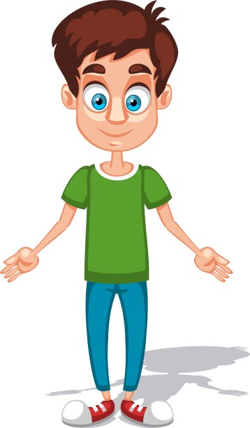 卡通青年人物在张开双臂图片下载