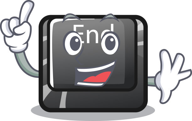 手指末端按钮位于卡通键盘上图片下载