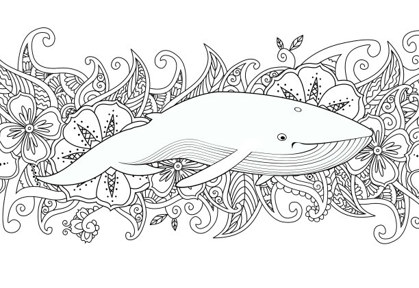 在花上用鲸鱼在海里涂色图片下载
