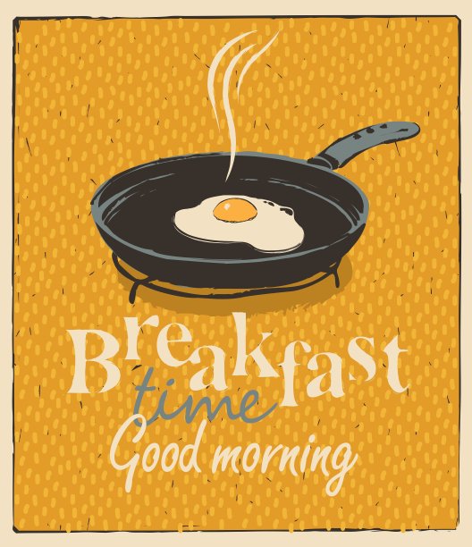 早餐时间用煎锅和煎蛋图片下载