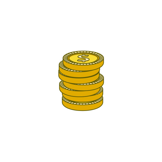 扁平金色美元硬币柱图片下载