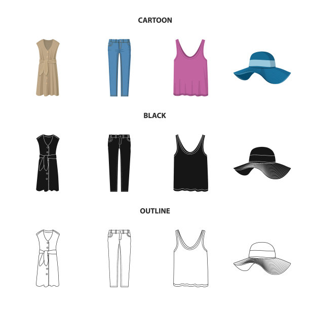 设计女装和服装的图标集图片下载