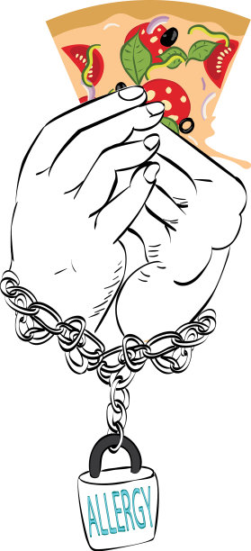 卡通美味的披萨和手图片下载