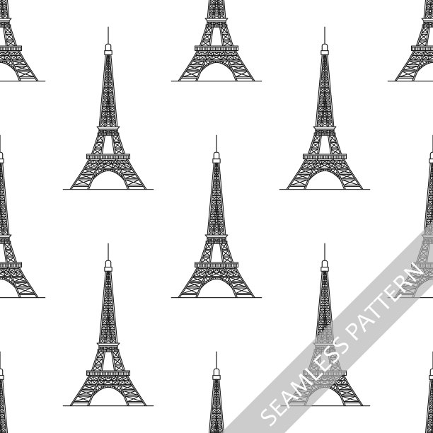 无缝图案埃菲尔铁塔图片下载