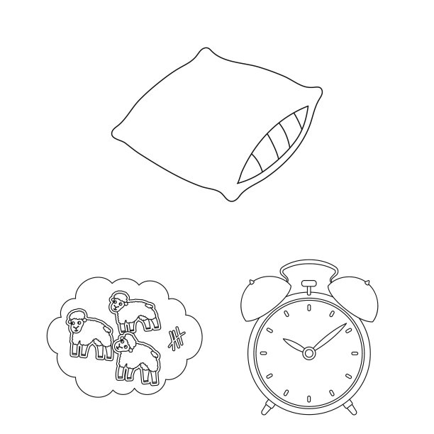 休息和睡眠的轮廓图标集合图片下载