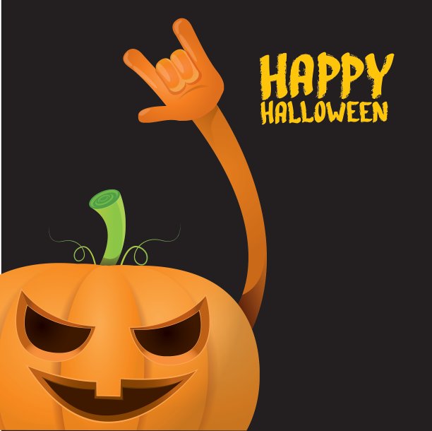 南瓜摇滚风格的万圣节贺卡图片下载