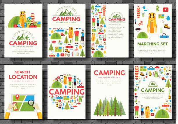 露营旅行卡集远足模板的飞行年图片下载