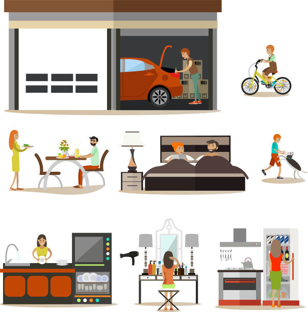 平面图标的房子内部家庭图片下载