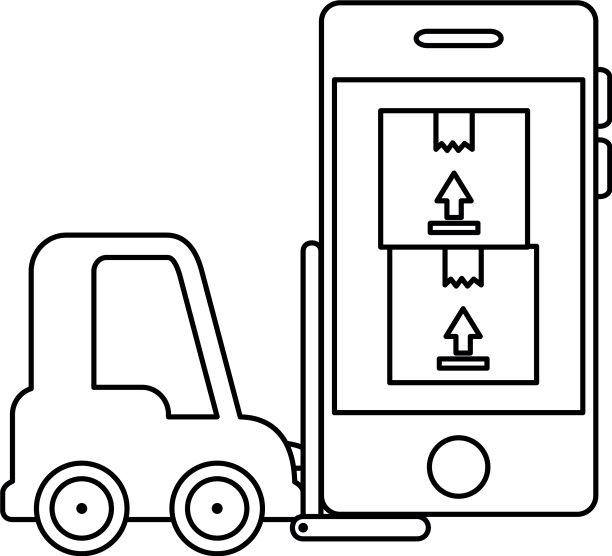 带有智能手机和盒子的叉车图片下载