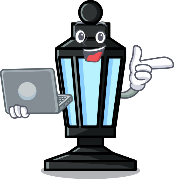 与笔记本电脑街灯人物卡通图片下载