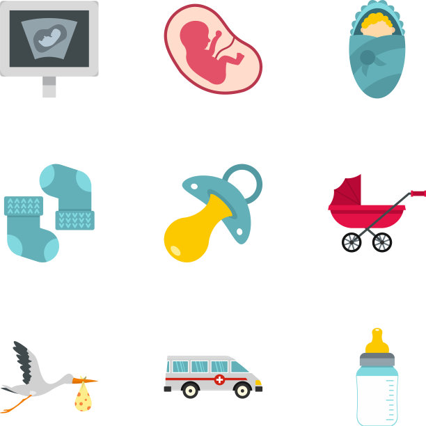 怀孕图标设置扁平风格图片下载