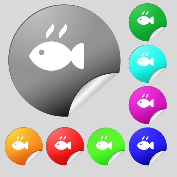 鱼盘图标标志八套多色图片下载