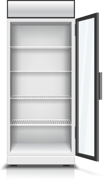 现代立式冰箱打开前面板图片下载