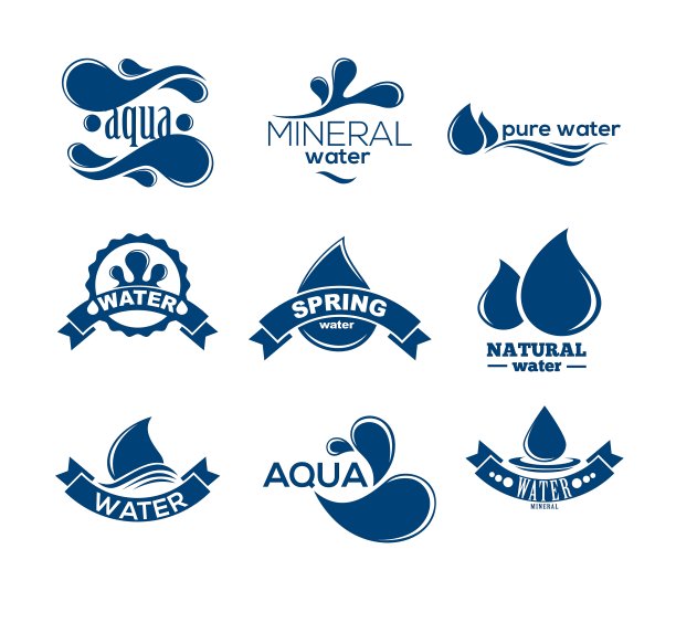 矿泉水Aqua蓝色标识标签图片下载