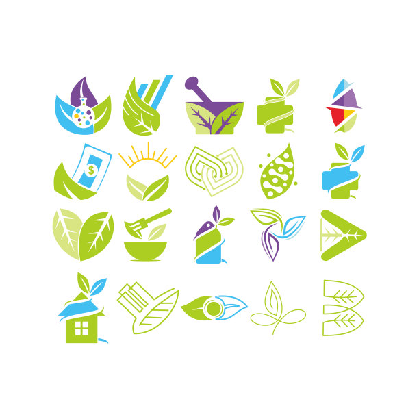 叶子标志设计模板集图片下载