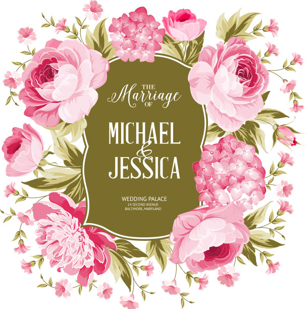 花的婚礼卡图片下载
