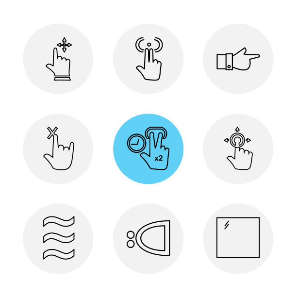 手指针箭头方向eps图标集图片下载