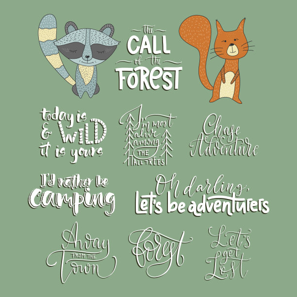 一套冒险的户外动物图标图片下载