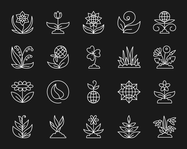 花园简约白线图标集图片下载