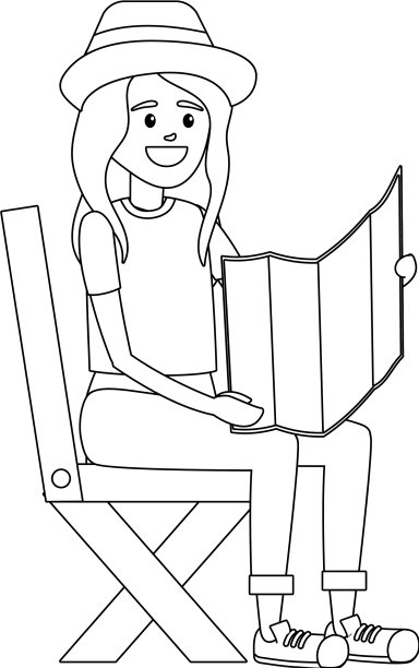 旅游的女人卡通图片下载