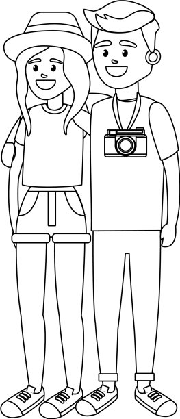 旅游两个卡通图片下载