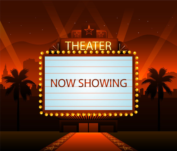 好莱坞电影的红地毯背景和城市图片下载