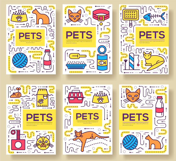 动物小册子卡片细线套可爱图片下载