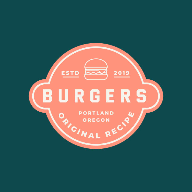汉堡标志复古风格快餐徽章图片下载
